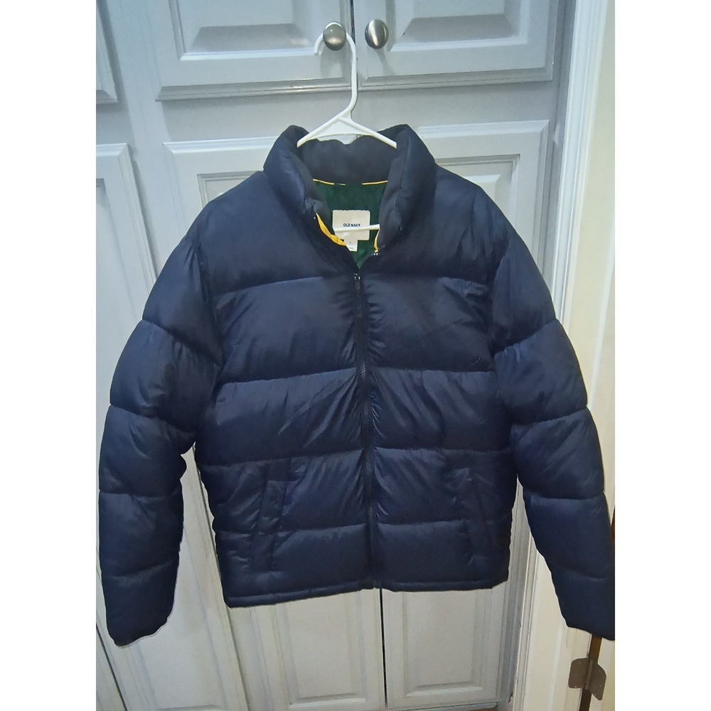 Old Navy Men's Frost-Free Quilted Puffer Jacket Navy Blue Size Large